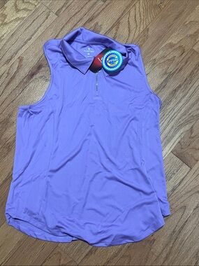 Santiny Sleeveless Polo Tank Top in Lavender